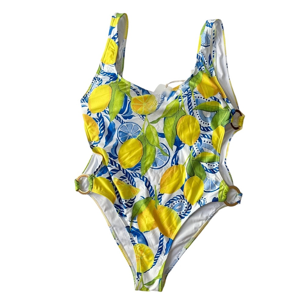 Kenny Flowers Yellow Lemon Print One-Piece Swimsuit